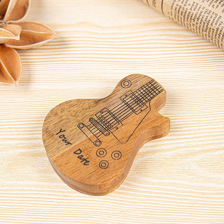 Médiators Guitare 3 pièces en bois Personnalisés avec Guitare Porte-étui