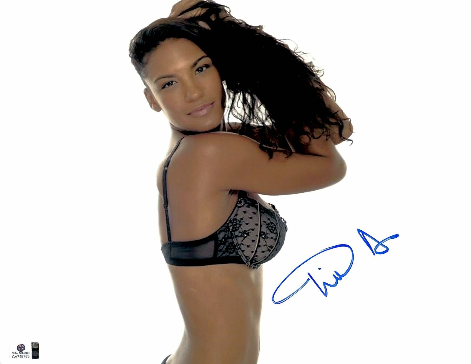 Tia Alexander Signed Autographed 11X14 Photo Poster painting Sexy Bra Flowing Hair GV748783