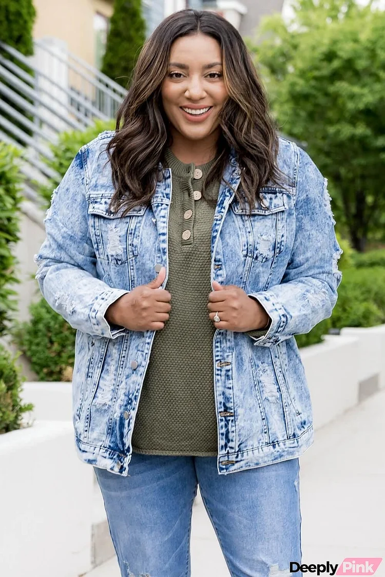 Acid Wash Distressed Denim Jacket