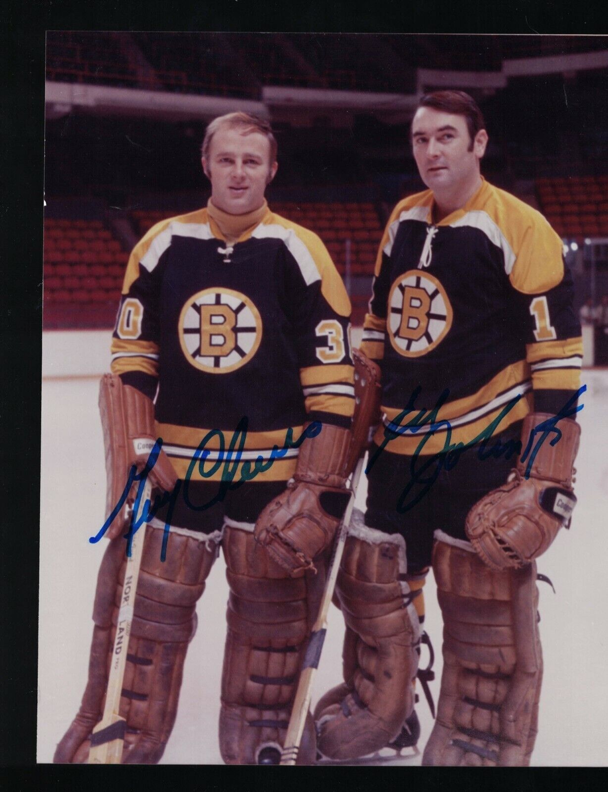 Gerry Cheevers & Ed Johnston Boston Bruins Signed 8 x 10