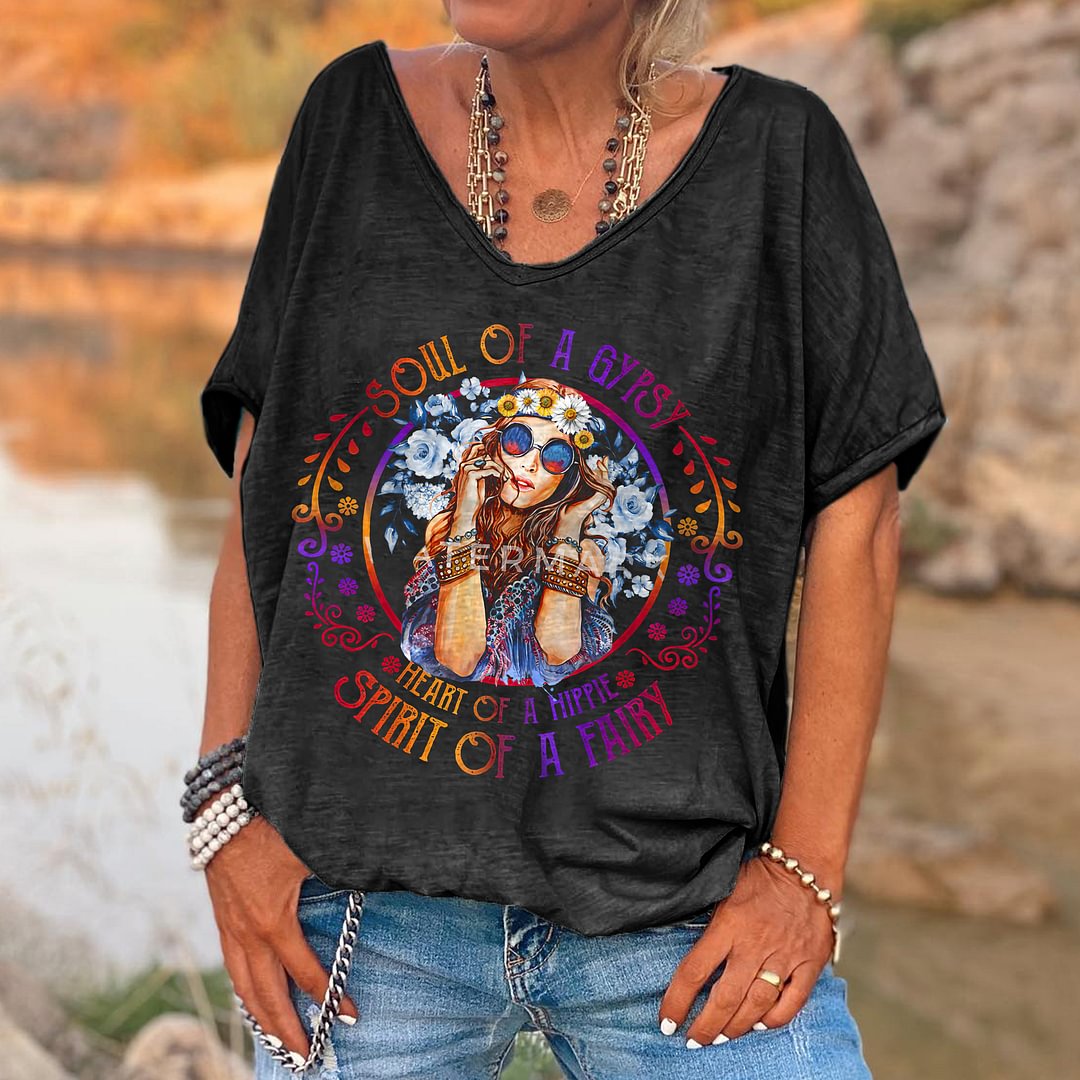 Soul Of A Gypsy Heart Of A Hippie Printed Women's T-shirt