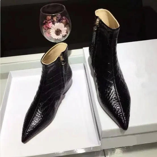 Custom Made Black Pointy Toe Ankle Boots |FSJ Shoes