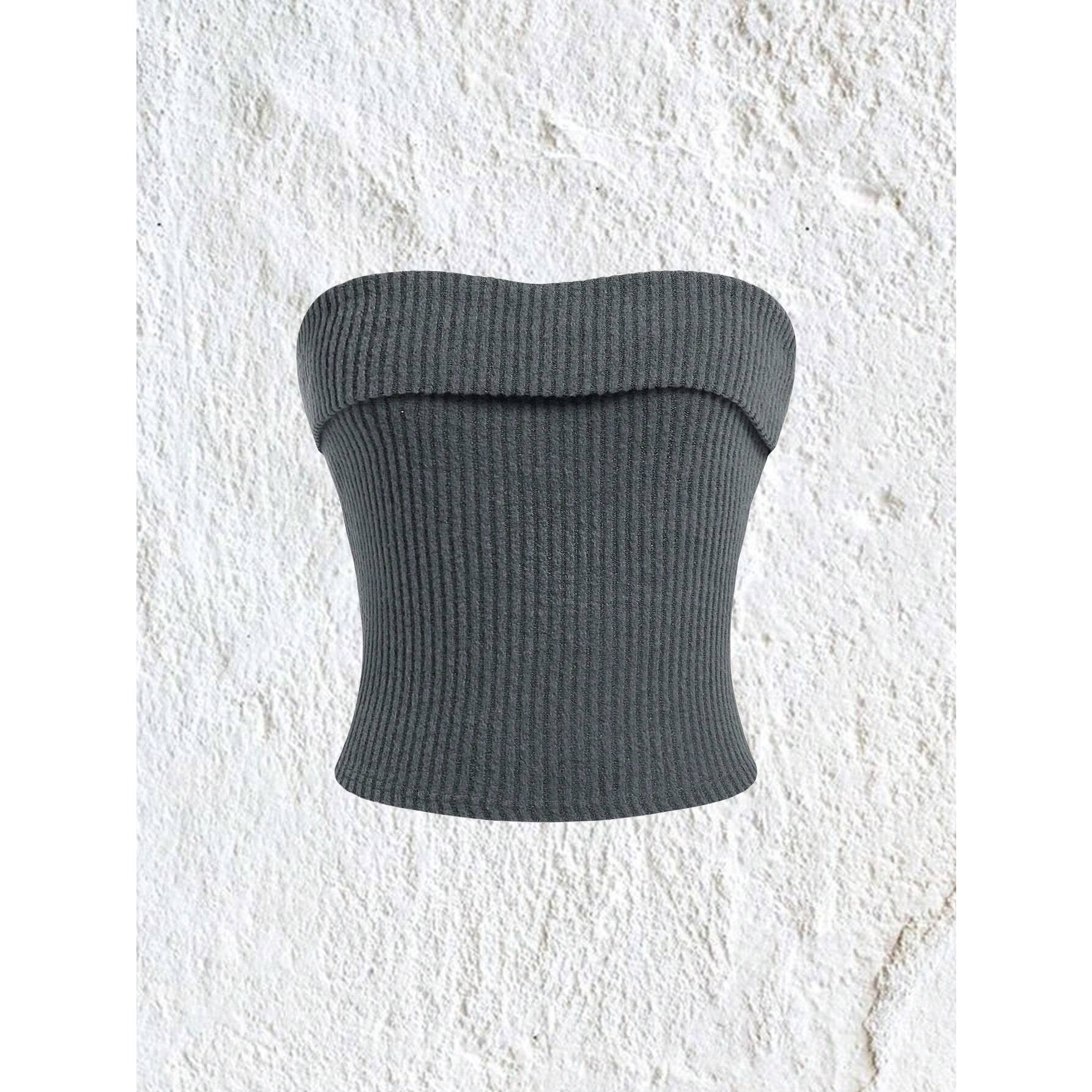 Women Rib-knit Tube Top Summer 2024 Y2K Clothes Grunge Punk Solid Strapless Sleeveless Slim Fit Crop Top Tank Tee Streetwear