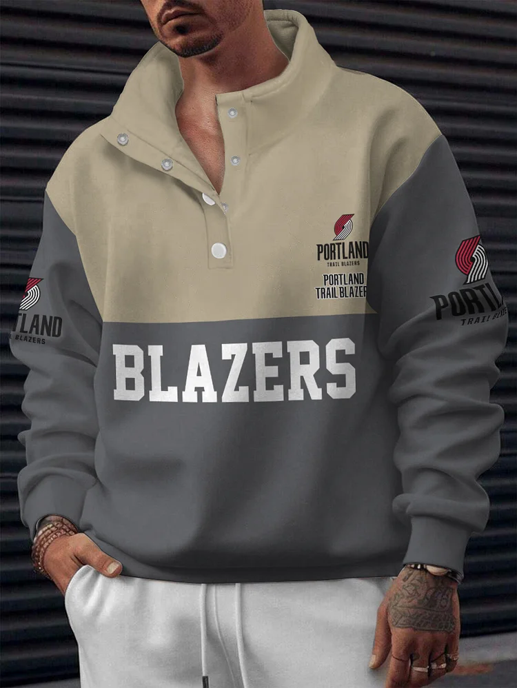 Portland Trail Blazers 2025 New Design Casual Snap Mockneck Pullover