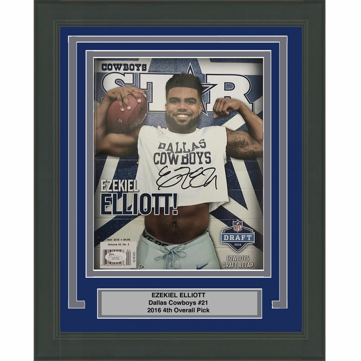 FRAMED Autographed/Signed EZEKIEL ELLIOTT Dallas Cowboys Star Magazine JSA COA