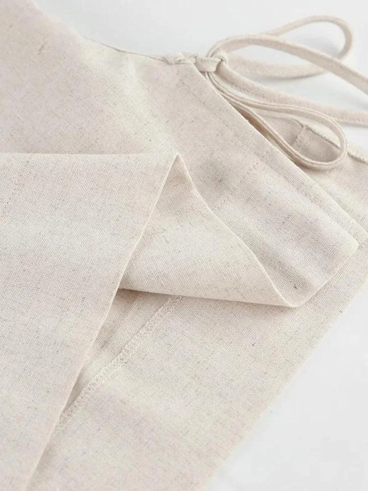 Brownm Lace Up Crop Top & Pants Two Piece Set