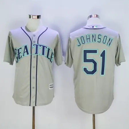 Mariners #51 Randy Johnson Grey New Cool Base Stitched MLB Jersey
