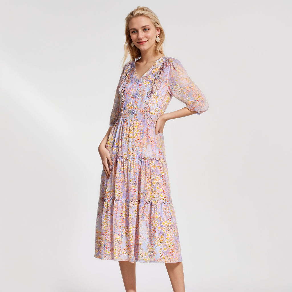 Silk Dress New Platycodon Sweet Flower REAL SILK LIFE