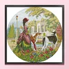 >SALE<Full Embroidery Cotton Thread 14CT Print Noblewoman and Dog Cross Stitch 44x44cm