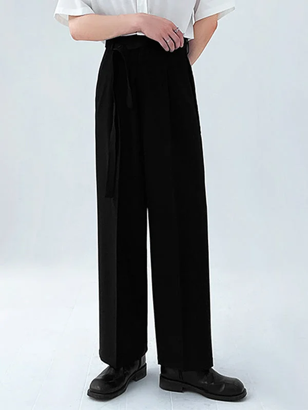 Aonga - Mens Solid High Waist Wide Leg Pants