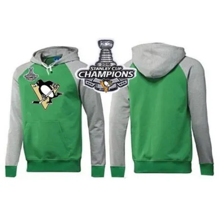 Pittsburgh Penguins Pullover 2016 Stanley Cup Champions Hoodie Green & Grey