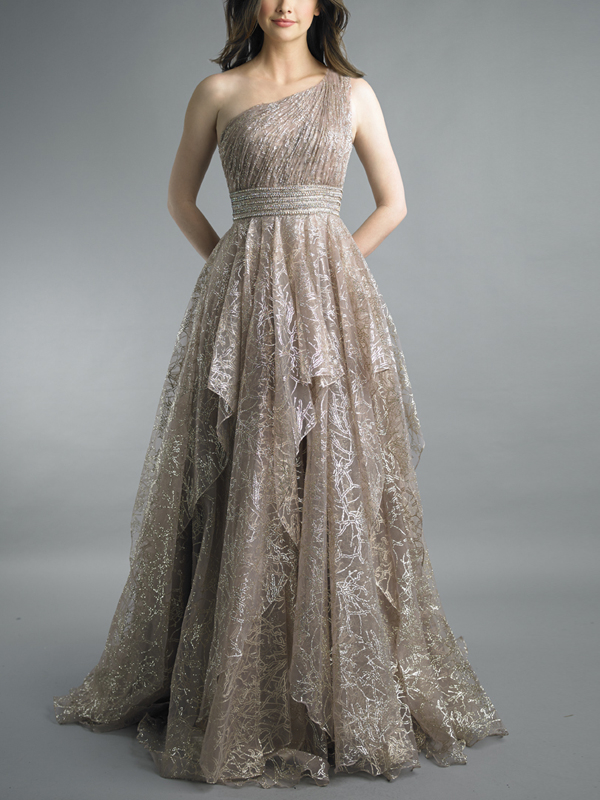 One Shoulder Solid Color Maxi Dress
