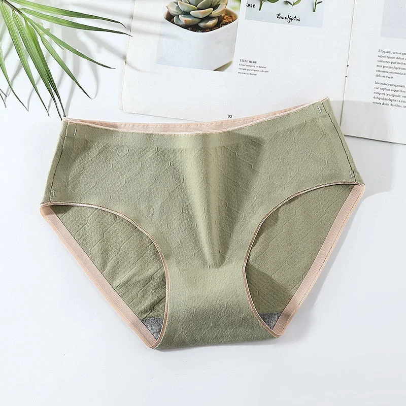 Women's Cotton Underwear Seamless Comfort Panties Sexy Solid Color Underpants Med Waist Plus Size Briefs Female Sexy Lingerie