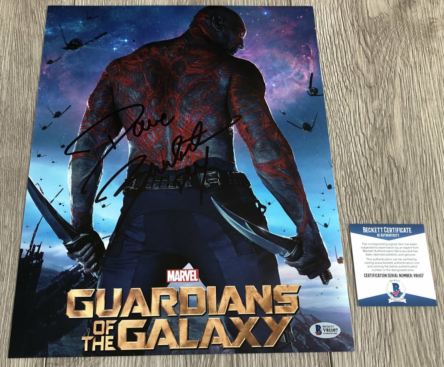 DAVE BAUTISTA SIGNED GUARDIANS OF THE GALAXY 11x14 Photo Poster painting EXACT PROOF BECKETT COA