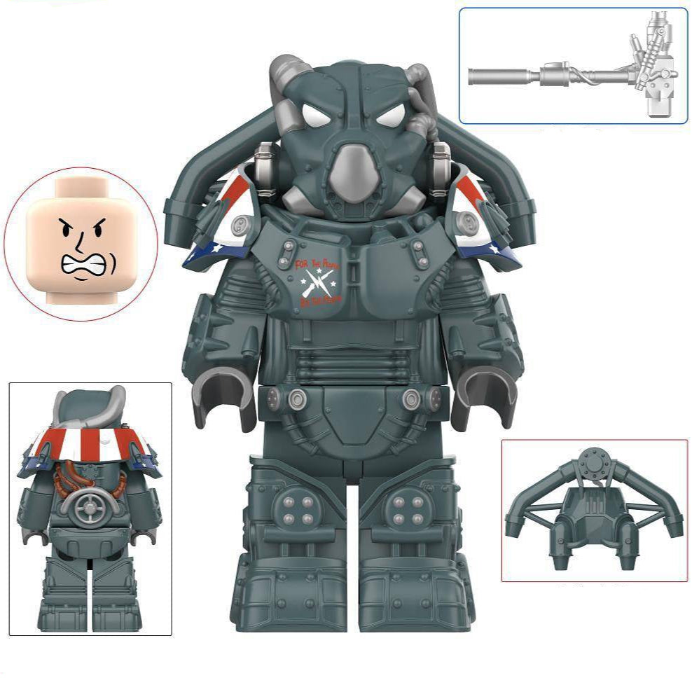 X-01 Power Armor (Minutemen Patriot) Custom Fallout Minifigure Minifigure Bricks monstertoys