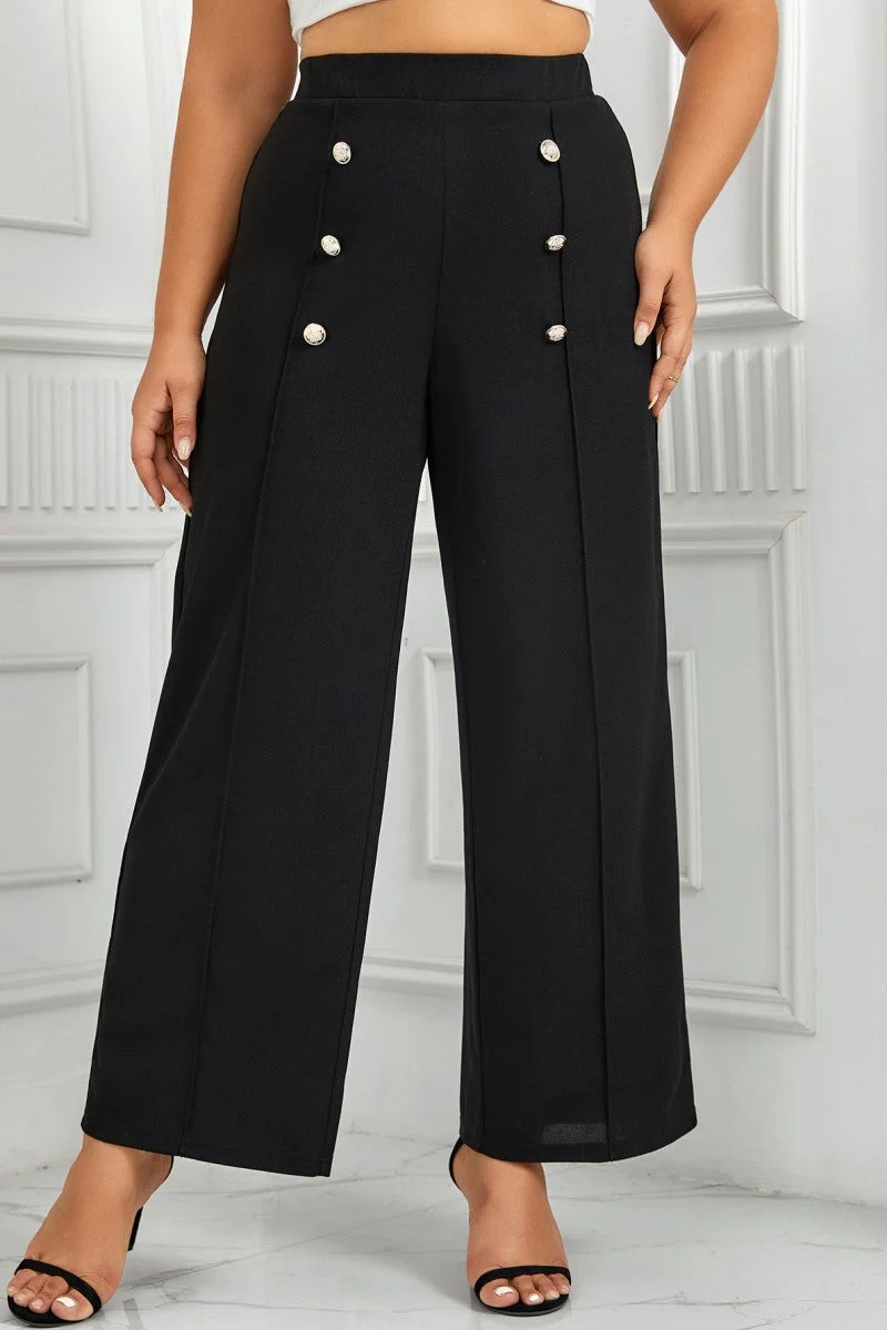 Casual Solid Patchwork Plus Size Trousers