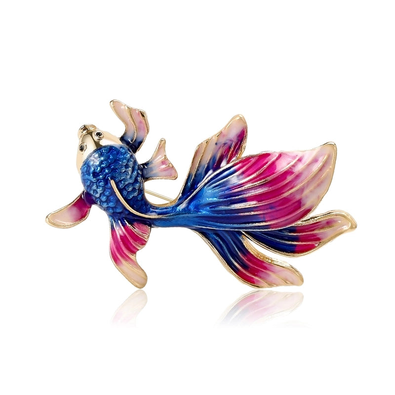 Chinoiserie Pin Goldfish Alloy Enamel Women’s Brooches
