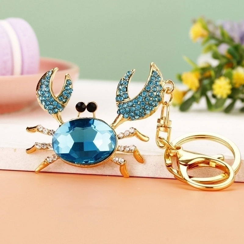 Cute Minimalist Crab Metal Inlay Rhinestones Women's Keychain