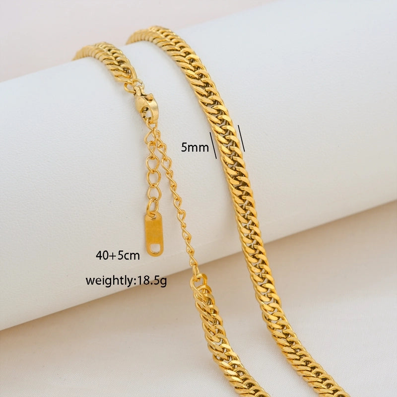 Basic Minimalist Solid Color 304 Stainless Steel 18K Gold Plated Necklace