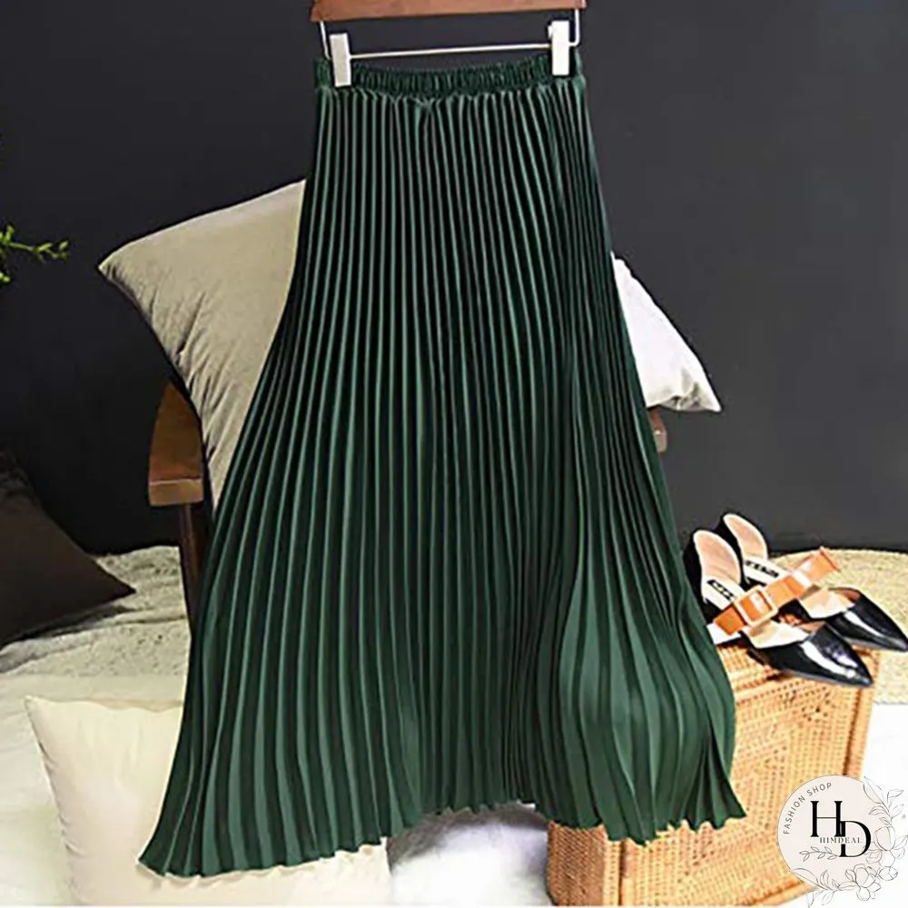 Summer New Fashion Women's Skirt One Size Multicolor Solid Pleated Skirt