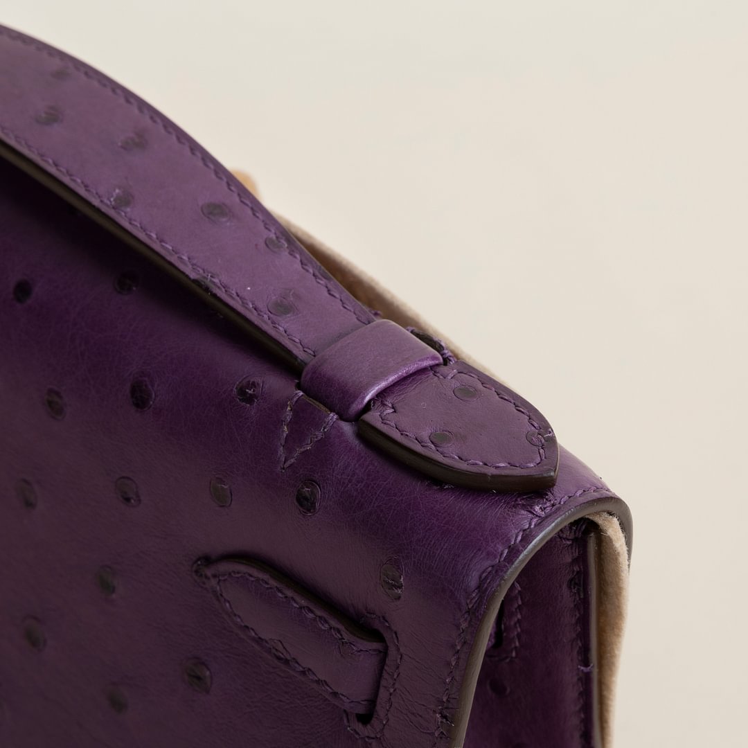 Kelly pochette Ostrich  P9 Anemone  GHW