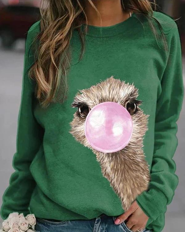 Animal Cute Round Neckline Sweatshirts