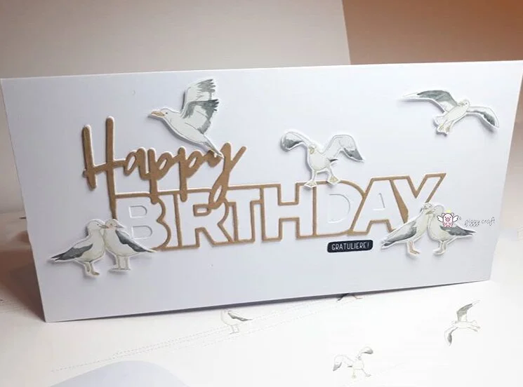 Piggy Craft metal cutting dies cut die mold Happy birthday letters Scrapbook paper craft knife mould blade punch stencils dies