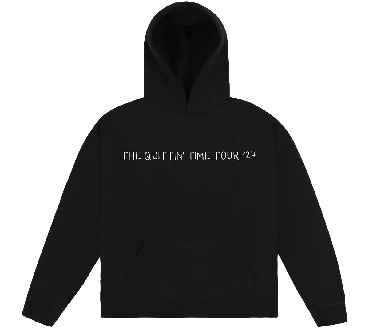 "zach bryan quittin time tour 24 hoodie black back graphic"