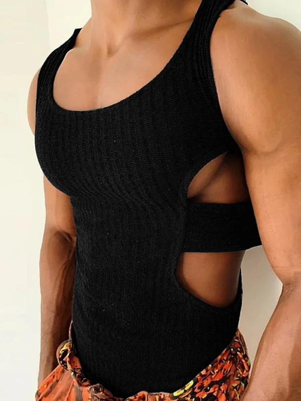 Aonga -  Side Hollow Knitted Pit Strip VestI