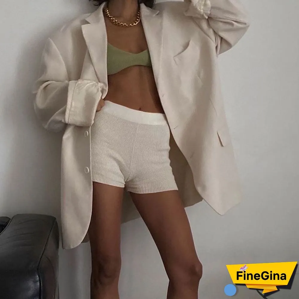 Basic Fitted Ribbed Cycle Shorts Knitted Highwaist Shorts