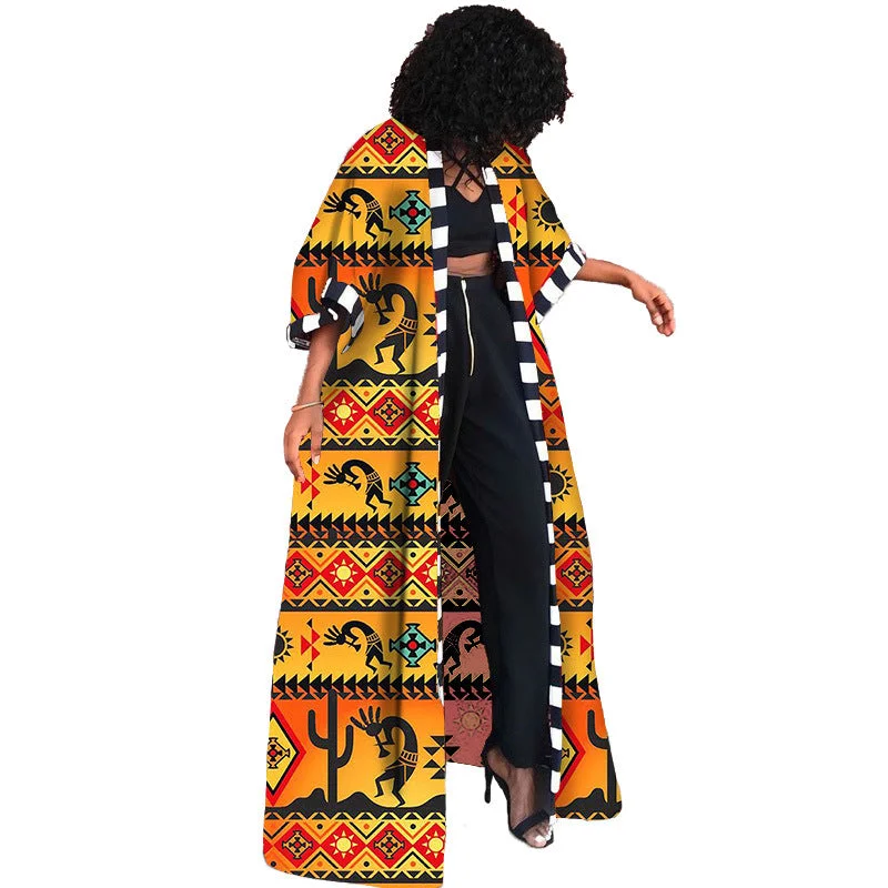 Uveng Spring Trench African Ethnic Style Long Coats