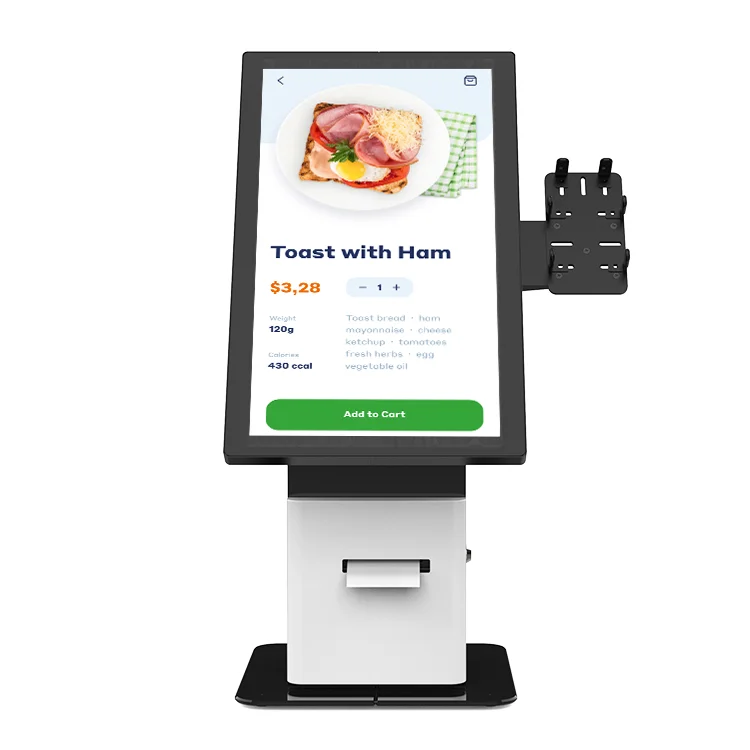 Desktop RFID POS Kiosk Touchscreen 21.5 Inch RFID Automatic Self Payment Machine RFID Food Ordering Kiosks With Printer