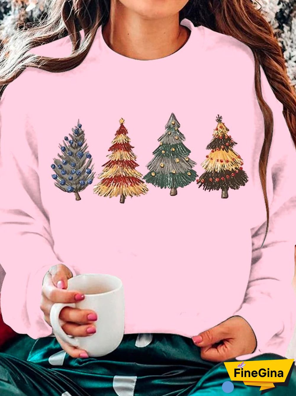 Women's Christmas Tree Print Casual Sweatshirt