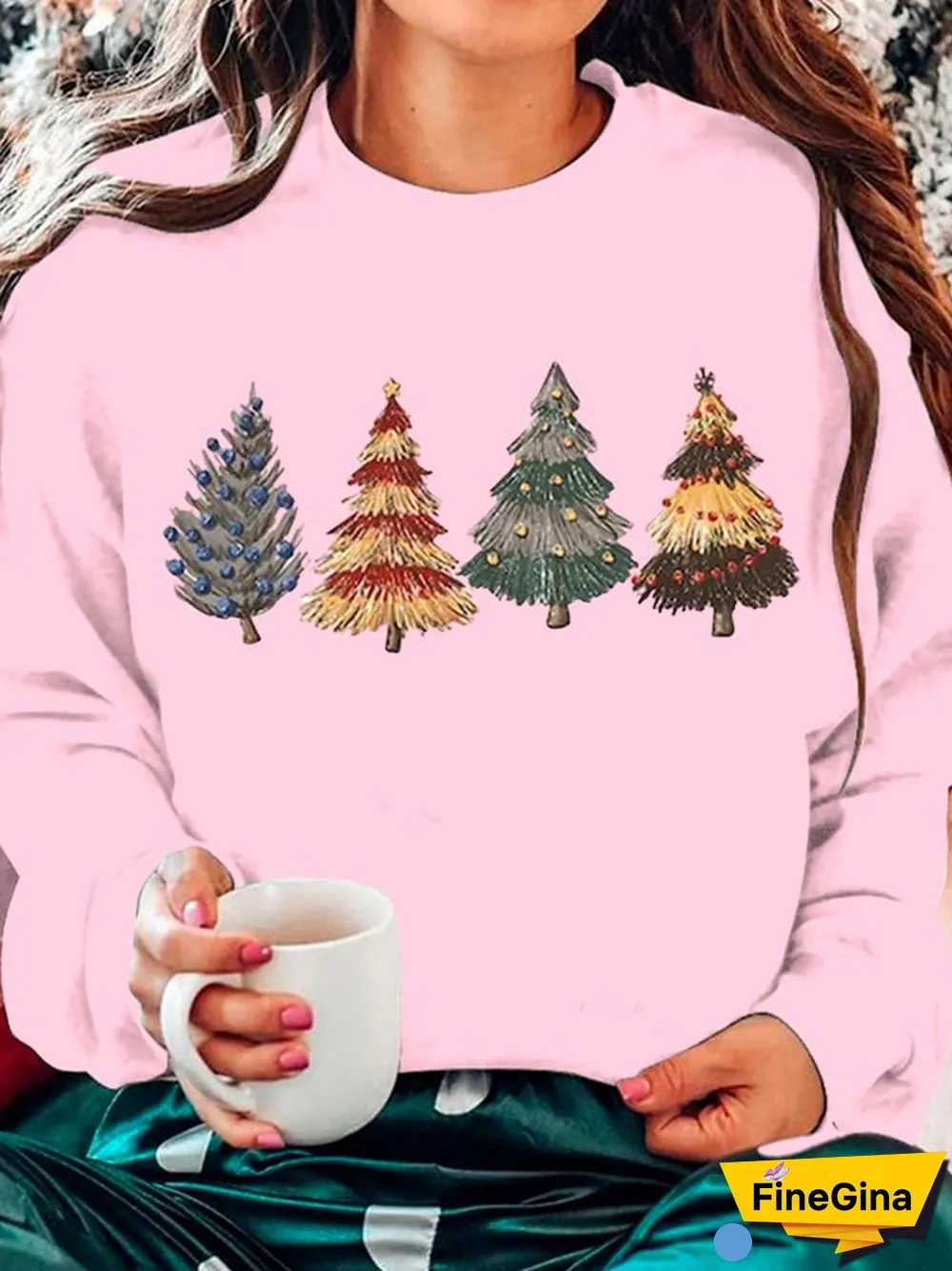 Women's Christmas Tree Print Casual Sweatshirt