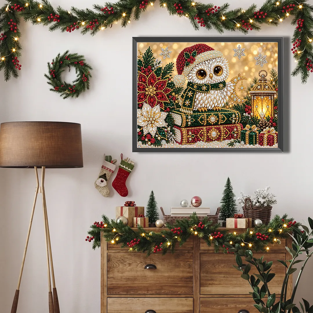 Pearl Painting Kit for Adults Christmas Owl 15.75x11.81in