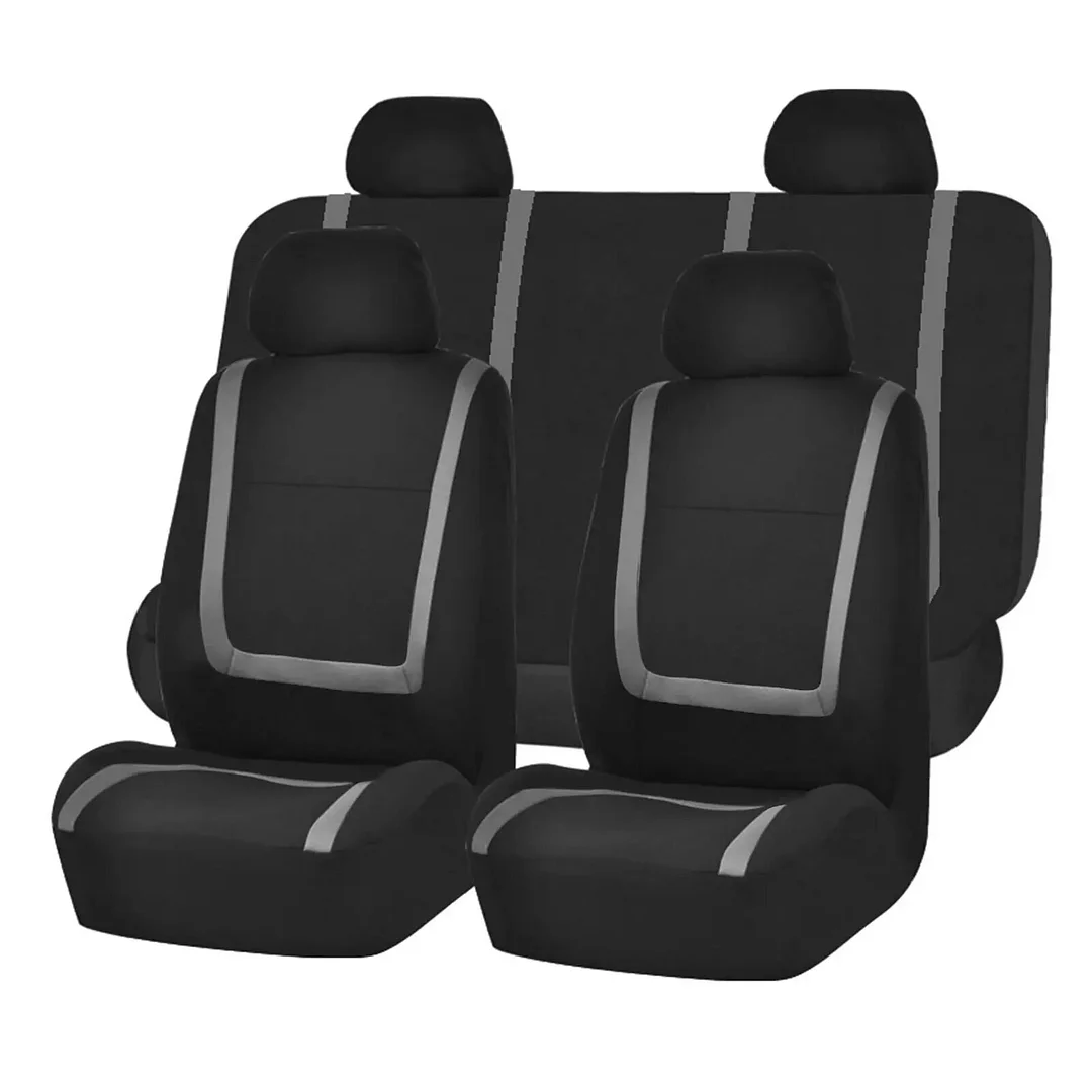 9Pcs Car Seat Covers, Full Set on Red – Front and Rear Split Bench Protection, Easy To Install, Universal Fit for Auto