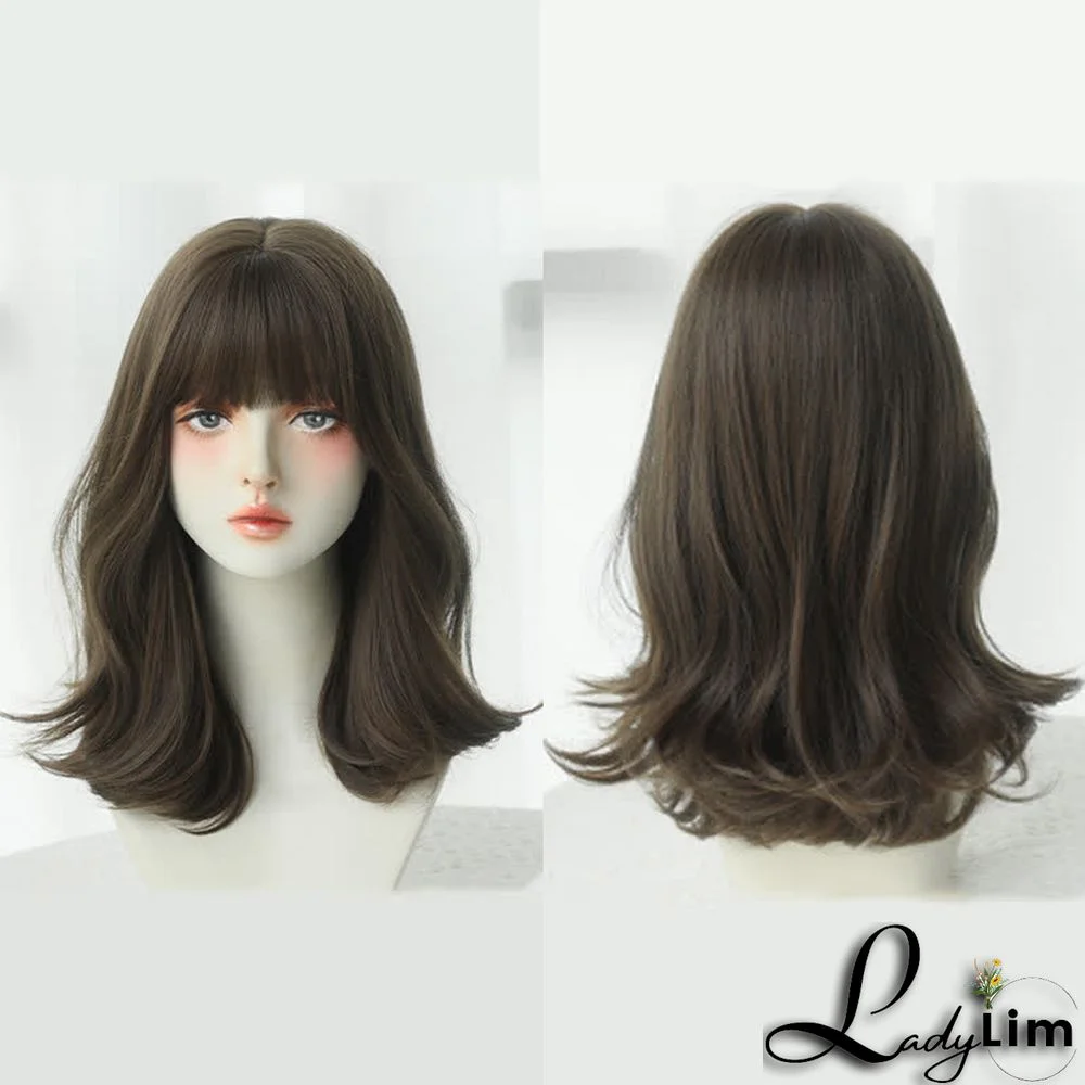 Shoulder Length Curly Wig With Neat Bangs