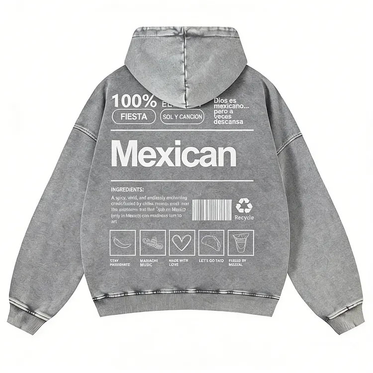 Mexican Casual Washed Hoodie