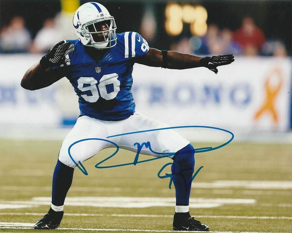 ROBERT MATHIS SIGNED INDIANAPOLIS COLTS FOOTBALL 8x10 Photo Poster painting #3 AUTOGRAPH PROOF!