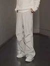 American Retro Gray Paratrooper Pants Men's Spring And Autumn Niche Pleated Slim Pants Straight Loose Paris Buckle Casual Pants