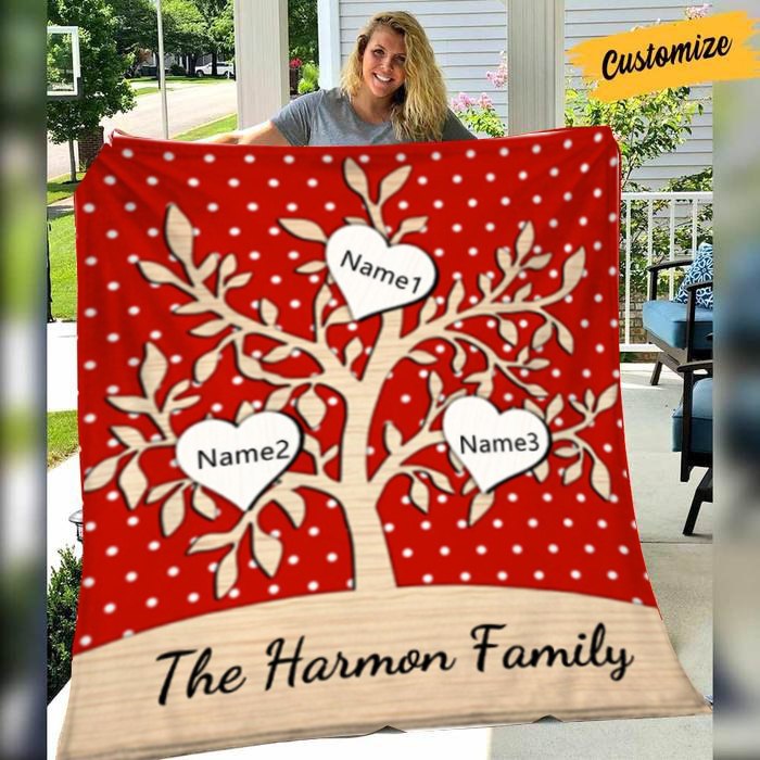 Personalized Family Tree Blanket Custom 3 Family Names Christmas Blanket