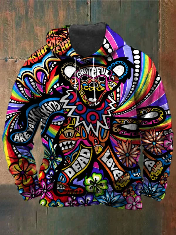 Unisex Bear Print Heavyweight Hoodies