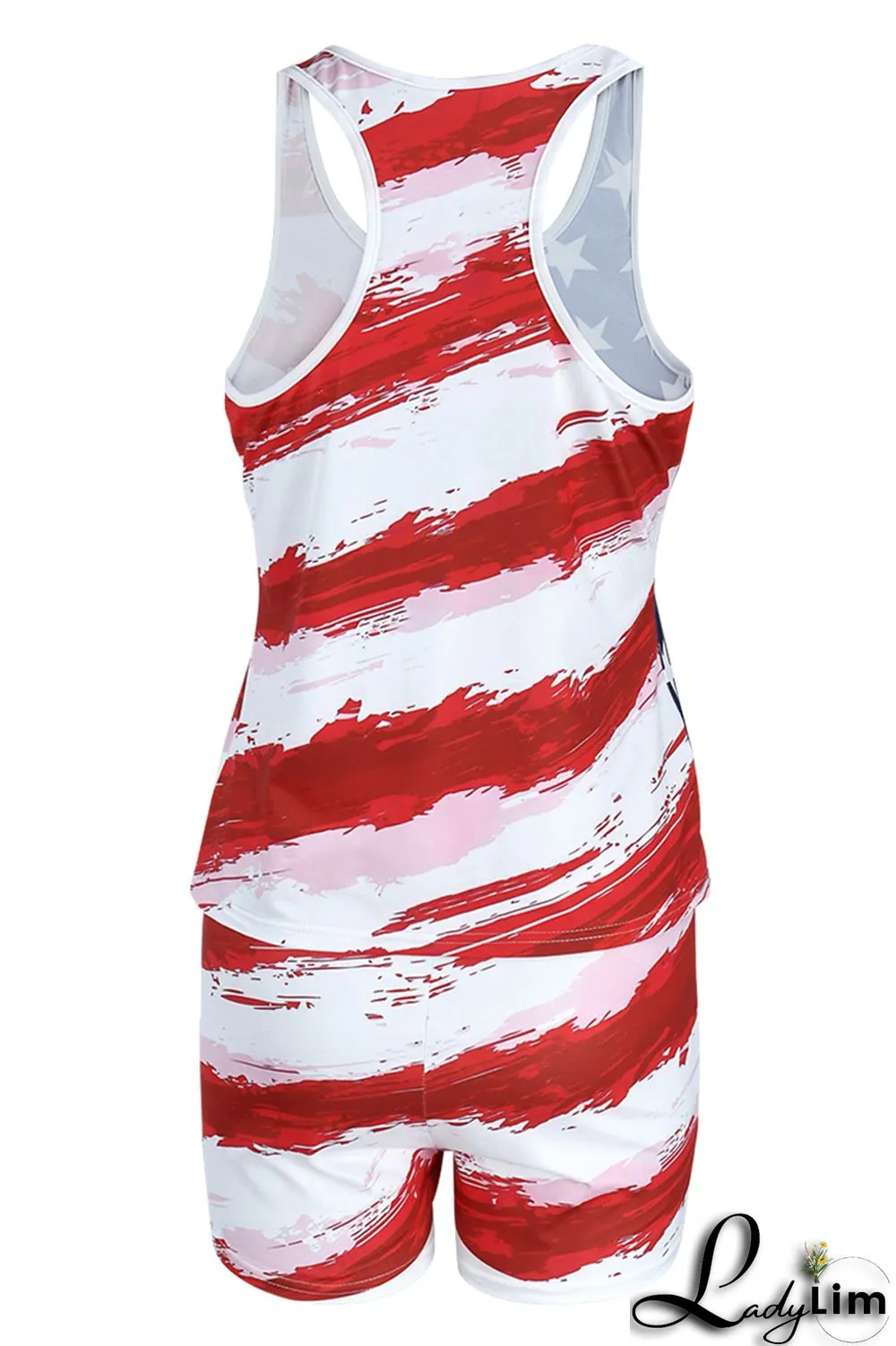 Black Pink Fashion Casual Print Basic U Neck Sleeveless Two Pieces