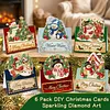 6Pcs DIY Pearl Diamond Painting Christmas Cards, 3D Greeting Card Craft Kits with Resin Pearls, Handmade Holiday Cards for Adults, Christmas Gifts & Decorations