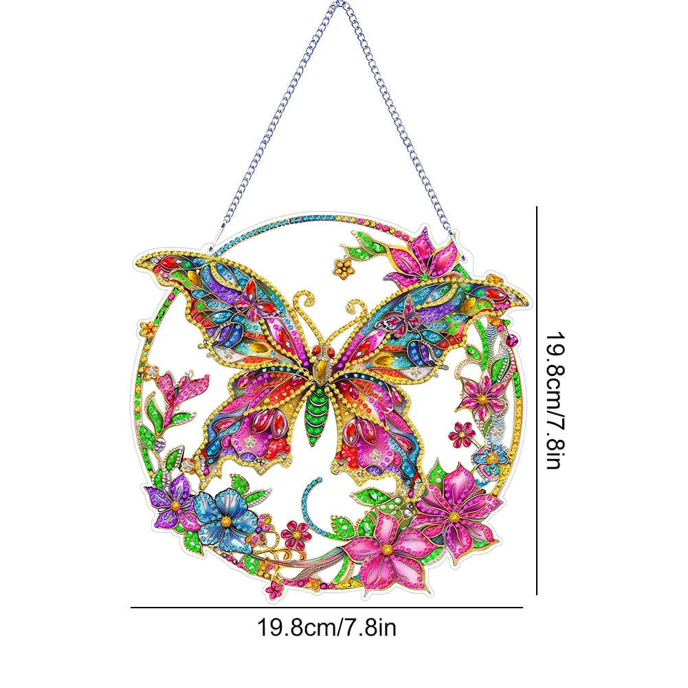 DIY Butterfly Acrylic Diamond Painting Hanging Pendant for Home Wall Decor