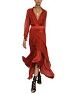 Solid Color Wet-Look Long Sleeves Maxi Dresses