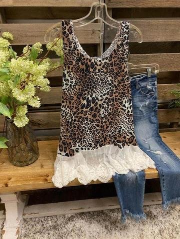 Sweet Leopard Lace Bottoming Vest