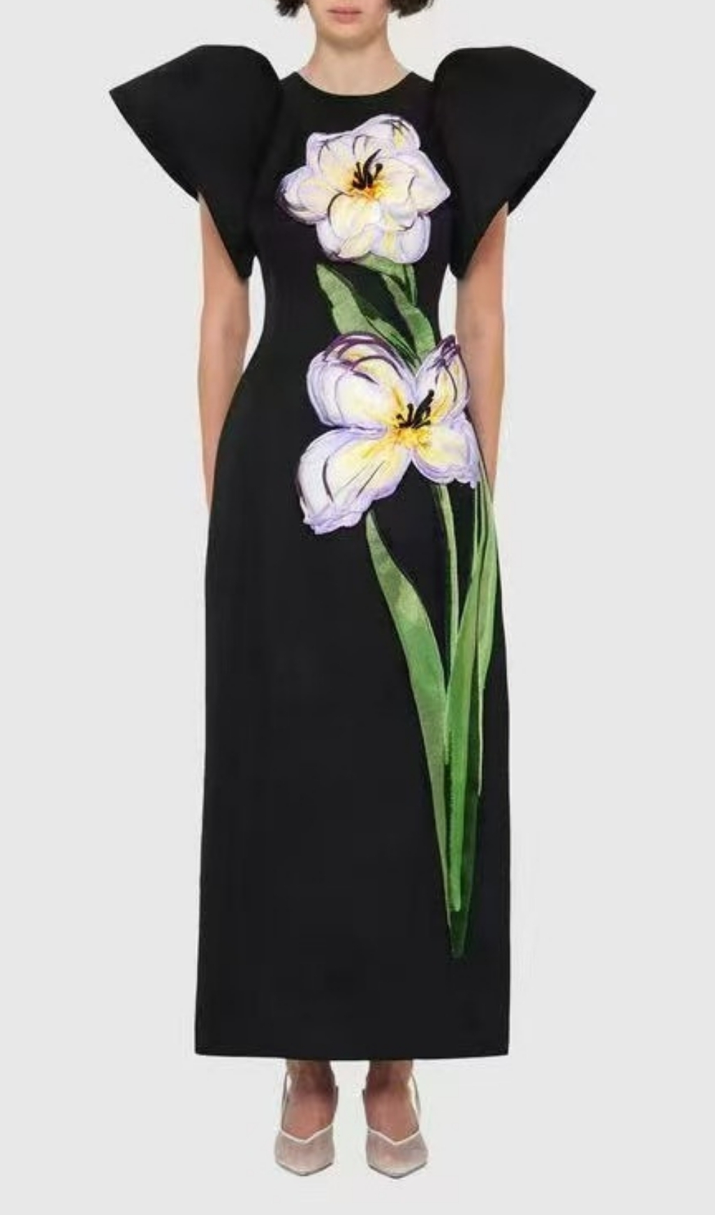 Eadoin Black Flower Puff Sleeve Maxi Dress Miss Lee Label