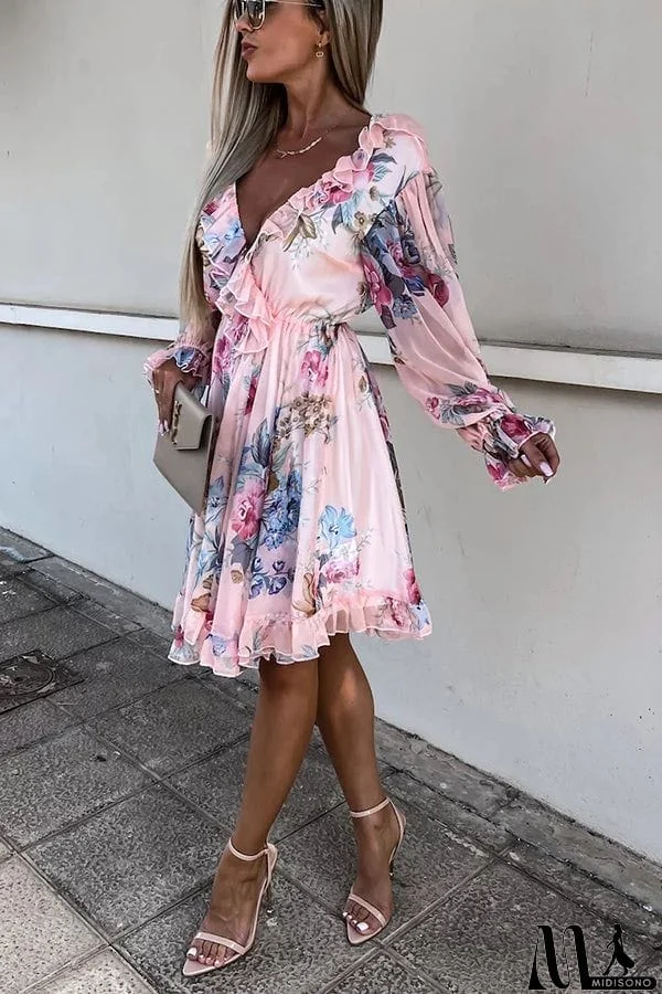 MidiSono - Create Your Dream Life Floral Ruffle Dress