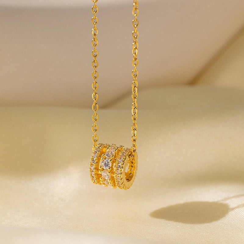 Sweet Minimalist Star Heart Shape Bow Knot Titanium Steel Zircon Plating Inlay Pendant Necklace